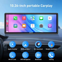 ESSGOO 10.26" Wireless CarPlay Android Auto Display IPS Touchscreen Mirror Link BT Hands-free Calling Siri & Google Assistant
