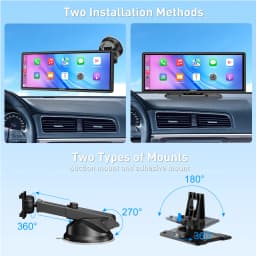 ESSGOO 10.26" Wireless CarPlay Android Auto Display IPS Touchscreen Mirror Link BT Hands-free Calling Siri & Google Assistant