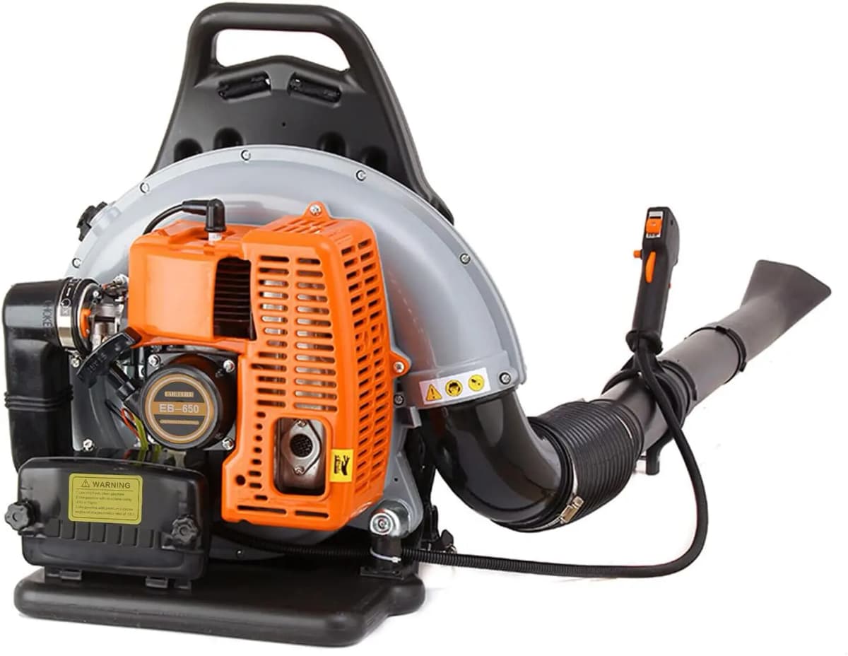 63CC Profi Benzin Laubbläser 6800 RPM - Rückenlaubbläser mit 1.7L Tank, Schultergurt & Öleinfüllstutzen für Gartenarbeit