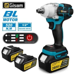 Gisam 520n.M Brushless Electric Impact Wrench 1/2 In Li-on Battery for Automotive Repair Power Tools for Makita 18V Battery Pins