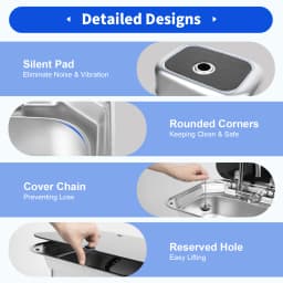 16.7x14.7 Inch Hand Wash Basin Stainless Steel RV Sink with Folded Faucet Tempered Glass Lid van Camper Trailer Accessories