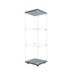 Lazyspace Glass Display Cabinet 125x42x36cm, Modern Glass Wooden Display Cabinet with 3 Shelves for Collectibles, Books, Wine
