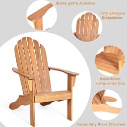 Adirondack Chair, Garden Chair Made of Acacia Wood, Garden Chair, Adirondack Chair for Garden, Patio (Natural)