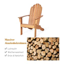 Adirondack Chair, Garden Chair Made of Acacia Wood, Garden Chair, Adirondack Chair for Garden, Patio (Natural)