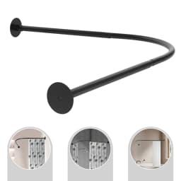 Shower Curtain Rail L Shape Adjustable Corner Bathtub Stainless Steel Telescopic Rod No Drilling