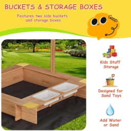 Wooden Sandbox Outdoor Sandbox with Adjustable Canopy for children aged 3-8 Spacious Children's sandbox for the Beach Backyard