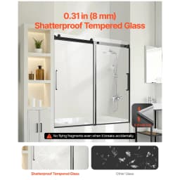 SucceBuy Frameless Sliding Bathtub Door 56-60in.Wx60 in.H Frameless Shower Glass Door Double Sliding Tub Door with 5/16 in Glass