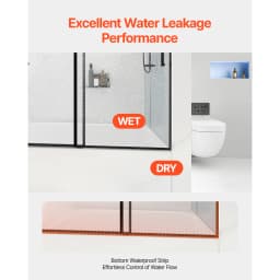 SucceBuy Frameless Sliding Bathtub Door 56-60in.Wx60 in.H Frameless Shower Glass Door Double Sliding Tub Door with 5/16 in Glass