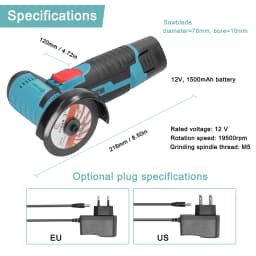 12 V 19500rpm Electric Grinding Tool Multifunctional Angle Grinder Handheld Cutter for Cutting Polishing Ceramic Tile Wood Stone
