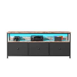 Comanlai TV Cabinet With LED Lighting,Chest of Drawers Made of Fabric,Retro Low Storage Cabinet,Multipurpose for Living Room