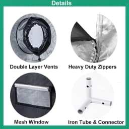 BEYLSION Mental Fabric Plant Grow Box Tent 600D Growing Tent Dark Room +Watch Window For Green House Plants Flower Hydroponic