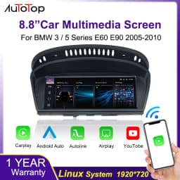 AUTOTOP 8.8" Wireless Carplay Android Auto Car Radio For BMW 3/5 Series E60 E61 E63 E90 E91 CIC CCC Linux Touch Screen YouTobe