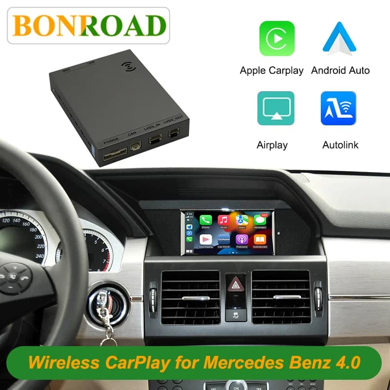 Bonroad Wireless CarPlay Android Car Retrofit Kits For Mercedes Benz C E Class GLK SLK W204 W212 2009-2011 NTG 4.0 Interface