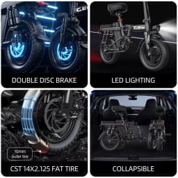 TOOFLY GE5 Foldable Electric Bicycle 250W 48V15AH Lithium Battery Adult Riding Electric Bike 14-inch Tire Urban Commuter E-bike