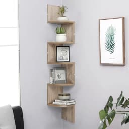 Corner Shelf, Wall Shelf 5 Levels, Floating Shelf, Wall-mounted Shelf, Space-saving, for Kitchen Bedroom Living Room
