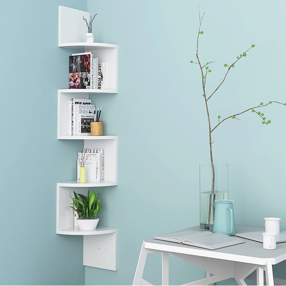 Corner Shelf, Wall Shelf 5 Levels, Floating Shelf, Wall-mounted Shelf, Space-saving, for Kitchen Bedroom Living Room