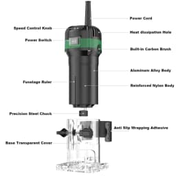 800W 6 Speed Electric Trimming Machine 33000rpm Woodworking Milling Engraving Hand Wood Edge Router Trimmer Home DIY Power Tools