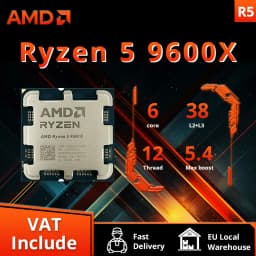 AMD Ryzen 5 9600X R5 9600X 5.4GHz 6-Core 12-Thread 4NM 38M Desktop Processor Socket AM5 CPU Gaming Processo but no fan