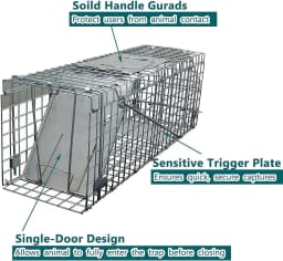 One-Door Live Animal Traps Cage Catcher for Mouse Squirrel Rabbit Opossum Skunk Mink Chipmunk, Humane Rat Trap Catch and Release