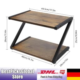 Desktop Printer Stand, Z-shaped, Space-saving, 2 Tiers Tabletop Organizer Holder for Kitchen, Office