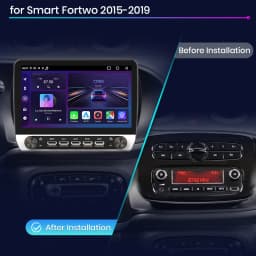 Junsun 10" Button Car Radio forSmart Fortwo 2015-2019 GPS Multimedia Stereo BT FM RDS Wireless CarPlay for Apple Android Auto 4G