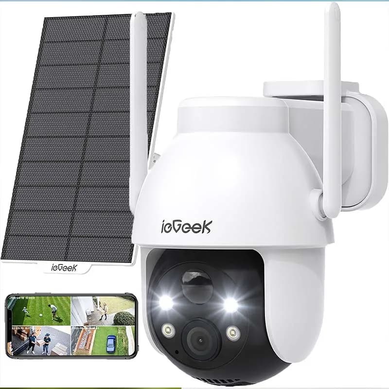 ieGeek 2K Wireless Outdoor WiFi Surveillance Camera – 360° PTZ Outdoor Camera Wireless Solar Night Vision Colour Human Detection
