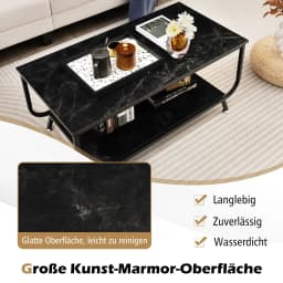 Coffee table Marble Optics living room Table with lower shelf, Metal Frame Sofa Table, living room coffee Table office