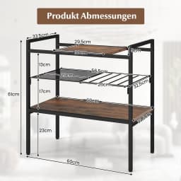 Side table with Removable Plate and Mesh shelf, Sofa Table with Metal Frame, 3-level storage Shelf for