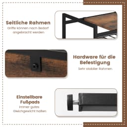 Side table with Removable Plate and Mesh shelf, Sofa Table with Metal Frame, 3-level storage Shelf for