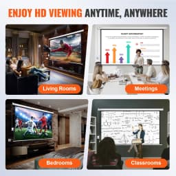 SucceBuy Electric Motorized Projector Screen 100in16:9 4K 1080 HD Wall Mount Movie Screen for Family Home Office Movie Theater