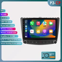 10.1" Hizpo 2Din Android Auto CarPlay Radio for Lexus IS200 250 300 350 2006 - 2012 Snapdragon 6115 4G BT RDS DSP GPS SWC 360CAM