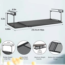 Extendable Under Cabinet Organizer Shelf Steel Under Desk Storage Rack Multipurpose Kitchen Household Hanging Storage Basket