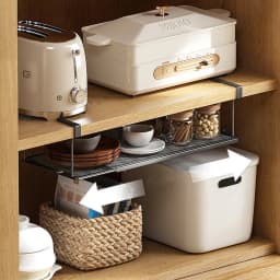 Extendable Under Cabinet Organizer Shelf Steel Under Desk Storage Rack Multipurpose Kitchen Household Hanging Storage Basket