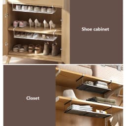 Extendable Under Cabinet Organizer Shelf Steel Under Desk Storage Rack Multipurpose Kitchen Household Hanging Storage Basket