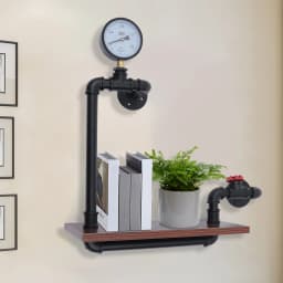 Industrial 1 Tier Wall Shelf High-Quality Material Rustic Shelf Space Saving Corrosion-Resistant for Living Room/Bedroom/Kitchen