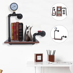 Industrial 1 Tier Wall Shelf High-Quality Material Rustic Shelf Space Saving Corrosion-Resistant for Living Room/Bedroom/Kitchen