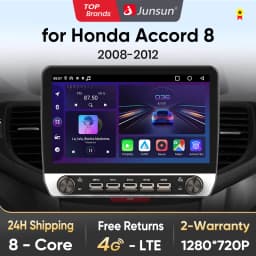 Junsun 10" Button Car Radio for Honda Accord 8 2008 GPS Multimedia Stereo BT FM RDS Wireless CarPlay for Apple Android Auto 4G