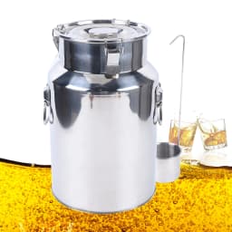 1.8L Grain Container Barrel Stainless Steel Milk Water Beverage Cereal Container Portable Kitchen Household Bucket W/Lid & Lock