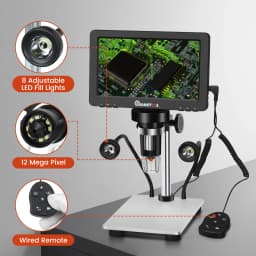 Mustool DM9 1200X 7 inch Magnifying Digital Microscope with Reflect Cover High Resolution 1080FHD Video LED Light Microscope