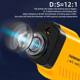 MAXRIENY Infrared Thermometer Non-Contact IR Digital Pyrometer Temperature Meter Gun Point -50~550 Degree + Alarm + Color