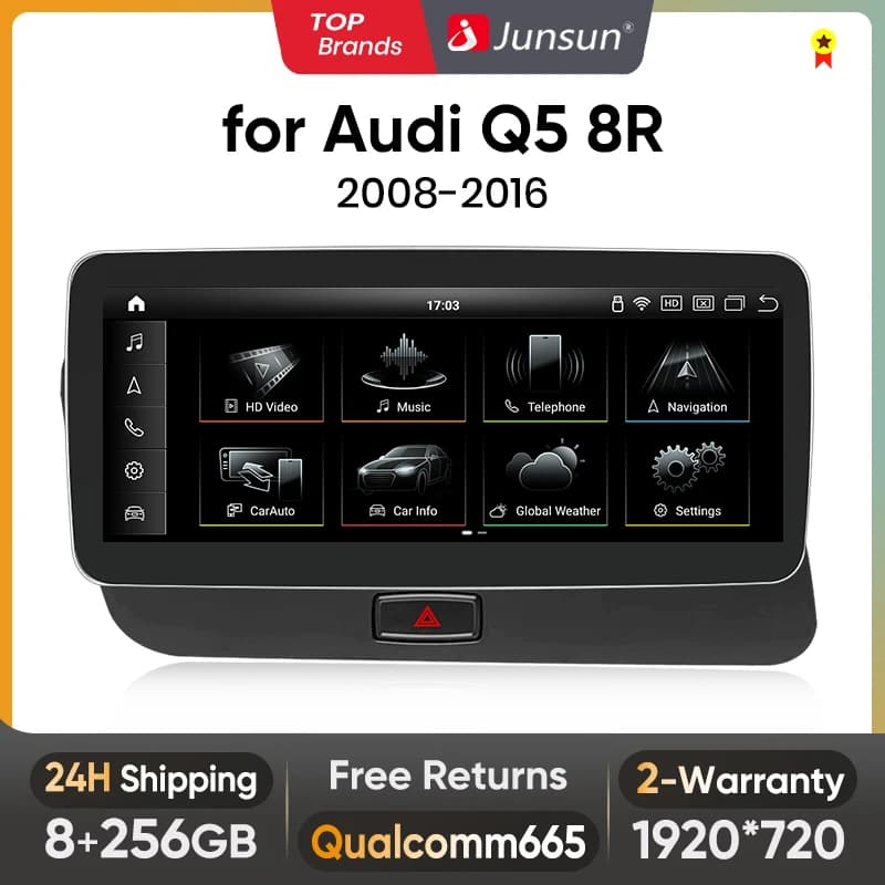 Junsun Android 13 Wireless CarPlay Android Auto Car Radio Multiemdia For Audi Q5 8R 2008-2017 4G WiFi GPS Touch Screen Autoradio