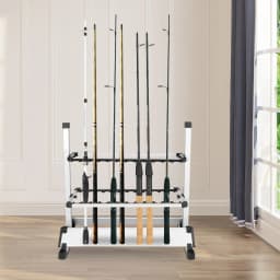 Fishing Rod Holders 24 Rods Rack Vertical Pole Holder Aluminium Alloy For Garage Fishing Pole Display Stand Fixed Frame