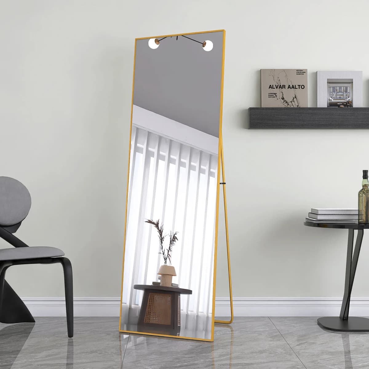 Standing Mirror 162×53cm, Full-Length Mirror, Aluminum Frame Rectangular Cosmetic Mirror for Living Room, Bedroom, Dressing Room