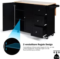 Kitchen Carts Rollable Kitchen Island with towel holder Wood Kitchen wardrobe serving trolley Kitchen Island Cart Microwave Cart