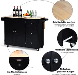 Kitchen Carts Rollable Kitchen Island with towel holder Wood Kitchen wardrobe serving trolley Kitchen Island Cart Microwave Cart