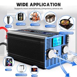 Power Inverter Pure Sine Wave DC 12V/24V To AC 230V Transforme Converter Solar Inverters With LCD Display,USB,Remote Control