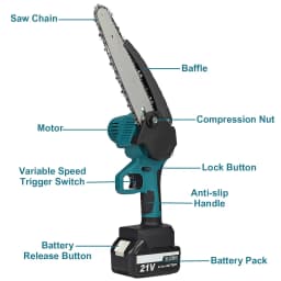 8 Inch 3000W Electric Saw Automatic Oiler Handheld Garden Pruning Chainsaw With Oil Pot Woodworking Tool for 18V Battery