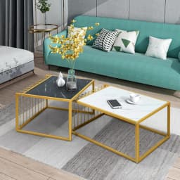 2 x side table set coffee table set tables marble coffee table metal structure sofa table living room table