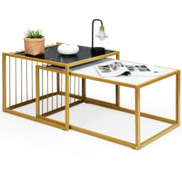 2 x side table set coffee table set tables marble coffee table metal structure sofa table living room table