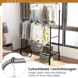 Dresses stand with 2 dresses bars, coat rack stand double with adjustable heights, freestanding metal coat stand